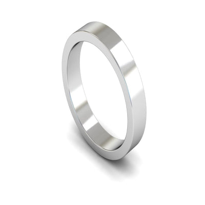 9ct White Gold Flat Wedding Ring 4mm - Medium Weight