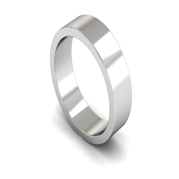 14ct White Gold Flat Wedding Ring 6mm - Medium Weight
