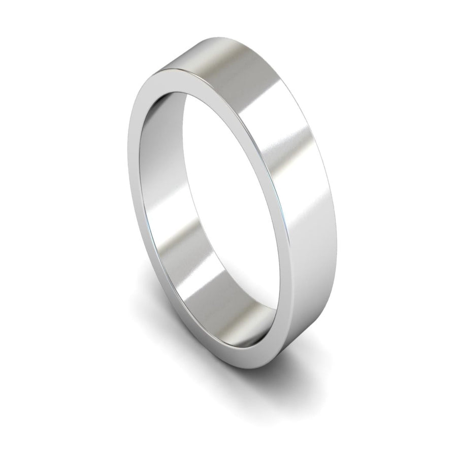 14ct White Gold Flat Wedding Ring 6mm - Medium Weight
