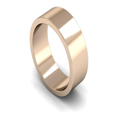 18ct Rose Gold Flat Wedding Ring 8mm - Medium Weight