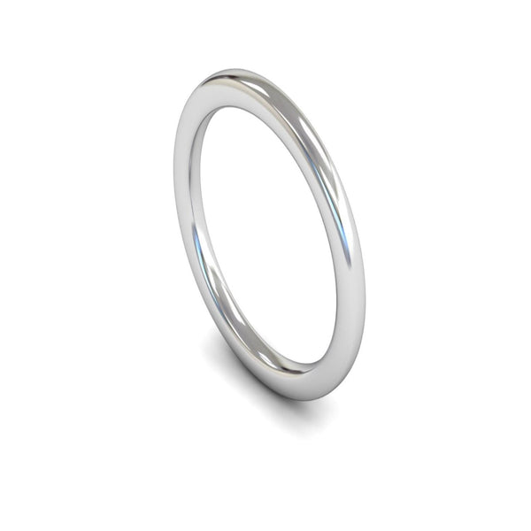 9ct White Gold Slight Court Wedding Ring 2mm - Heavy Weight
