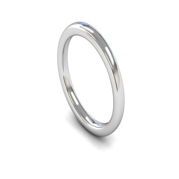 18ct White Gold Slight Court Wedding Ring 2.5mm - Heavy Weight