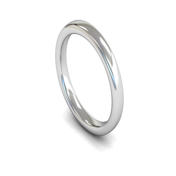14ct White Gold Slight Court Wedding Ring 3mm - Heavy Weight