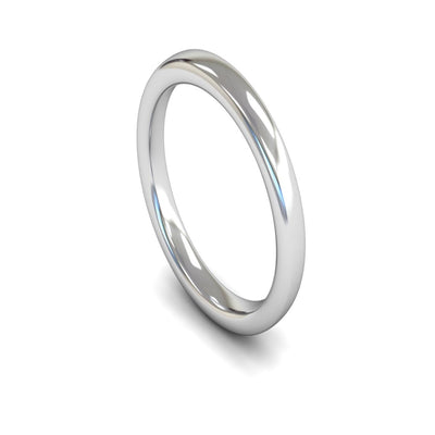18ct White Gold Slight Court Wedding Ring 3mm - Heavy Weight