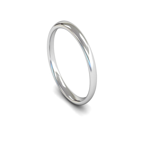 9ct White Gold Slight Court Wedding Ring 2.5mm - Light Weight