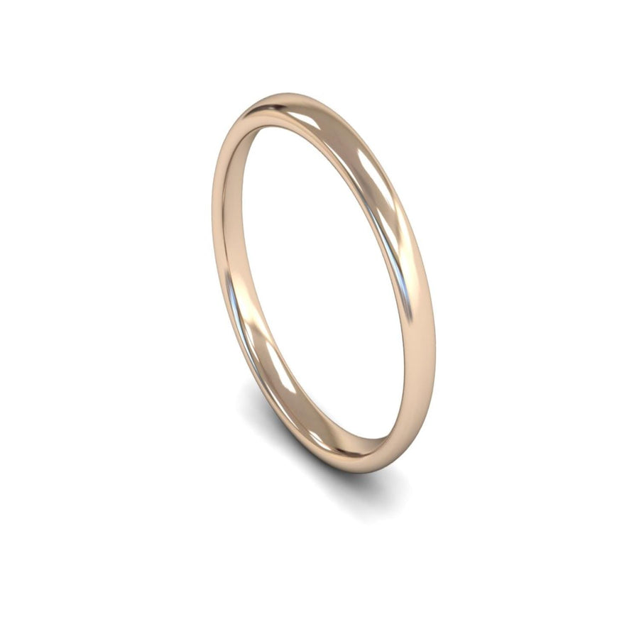 18ct Rose Gold Slight Court Wedding Ring 2.5mm - Light Weight