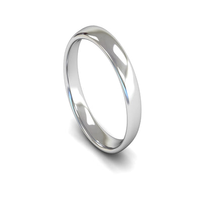 9ct White Gold Slight Court Wedding Ring 4mm - Light Weight