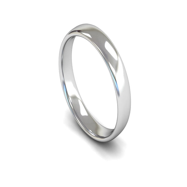 14ct White Gold Slight Court Wedding Ring 4mm - Light Weight