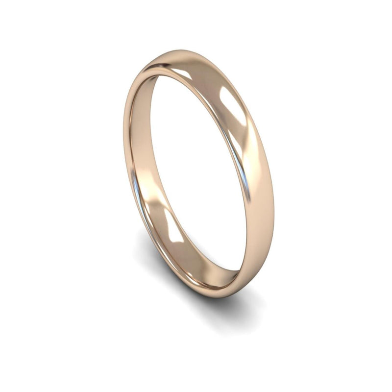 18ct Rose Gold Slight Court Wedding Ring 4mm - Light Weight
