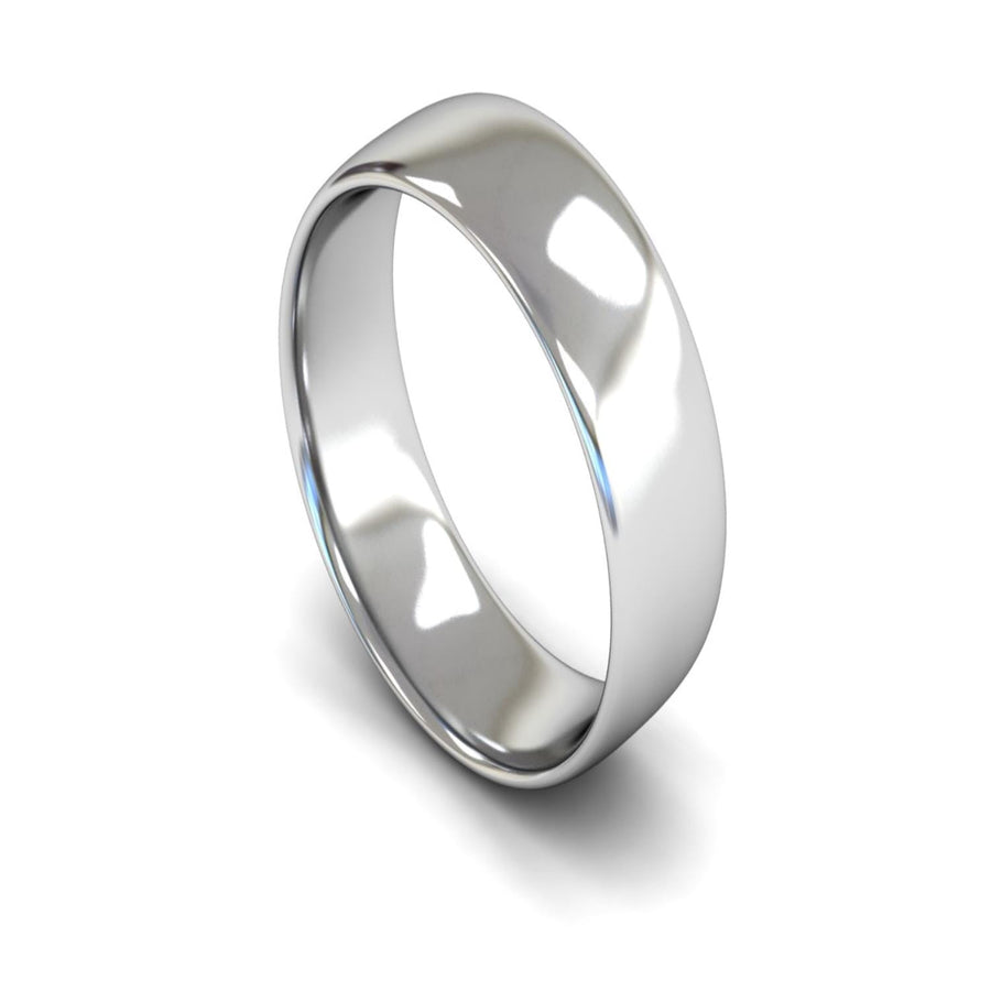 9ct White Gold Slight Court Wedding Ring 7mm - Light Weight