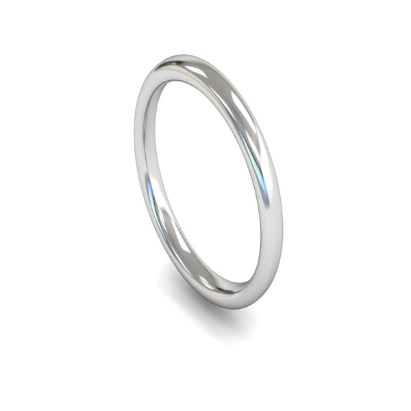 9ct White Gold Slight Court Wedding Ring 2.5mm - Medium Weight