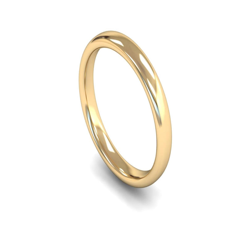 14ct Yellow Gold Slight Court Wedding Ring 3mm - Medium Weight