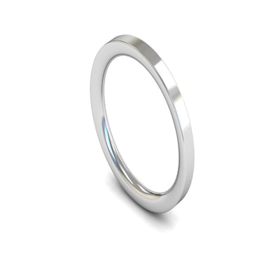 Platinum Flat Court Wedding Ring 2mm - Heavy Weight