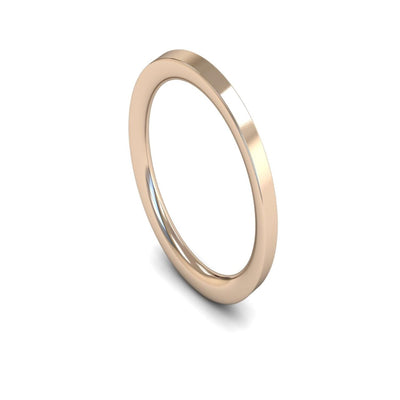 9ct Rose Gold Flat Court Wedding Ring 2mm - Heavy Weight