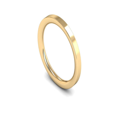 14ct Yellow Gold Flat Court Wedding Ring 2mm - Heavy Weight