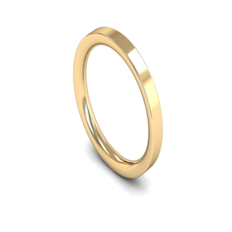14ct Yellow Gold Flat Court Wedding Ring 2.5mm - Heavy Weight