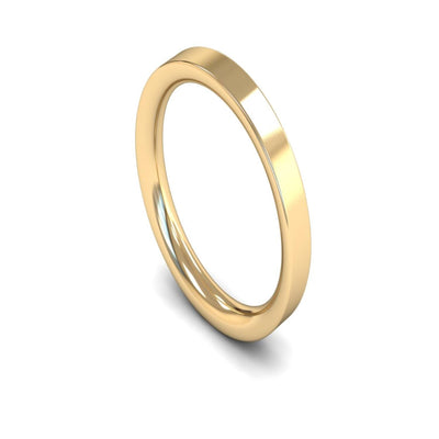 14ct Yellow Gold Flat Court Wedding Ring 3mm - Heavy Weight