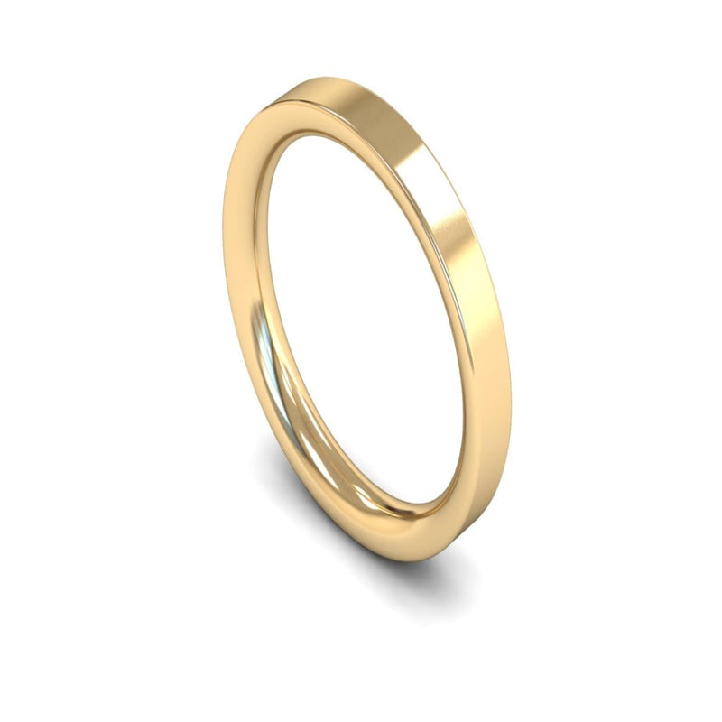 14ct Yellow Gold Flat Court Wedding Ring 3mm - Heavy Weight