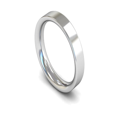 14ct White Gold Flat Court Wedding Ring 4mm - Heavy Weight