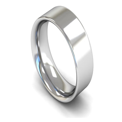 14ct White Gold Flat Court Wedding Ring 8mm - Heavy Weight