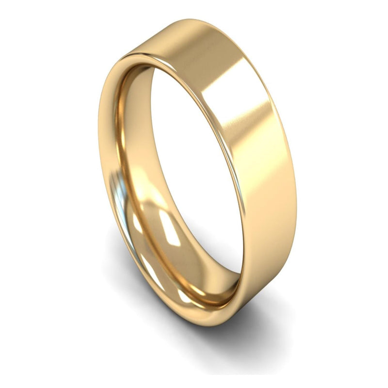 14ct Yellow Gold Flat Court Wedding Ring 8mm - Heavy Weight