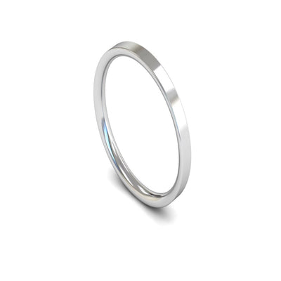 Platinum Flat Court Wedding Ring 2mm - Light Weight