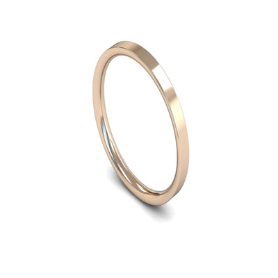9ct Rose Gold Flat Court Wedding Ring 2mm - Light Weight