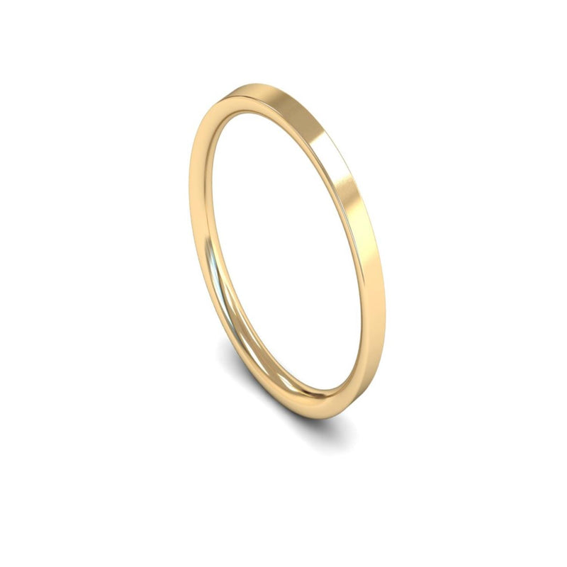 14ct Yellow Gold Flat Court Wedding Ring 2mm - Light Weight
