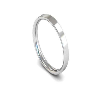 14ct White Gold Flat Court Wedding Ring 2.5mm - Light Weight