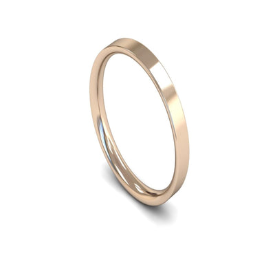 9ct Rose Gold Flat Court Wedding Ring 2.5mm - Light Weight