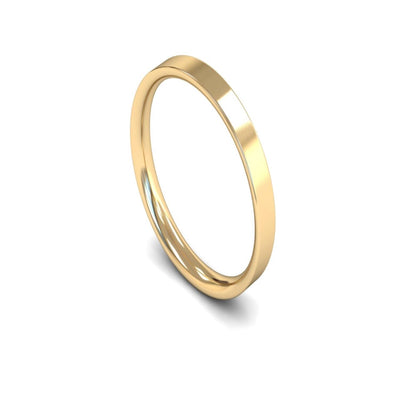 14ct Yellow Gold Flat Court Wedding Ring 2.5mm - Light Weight