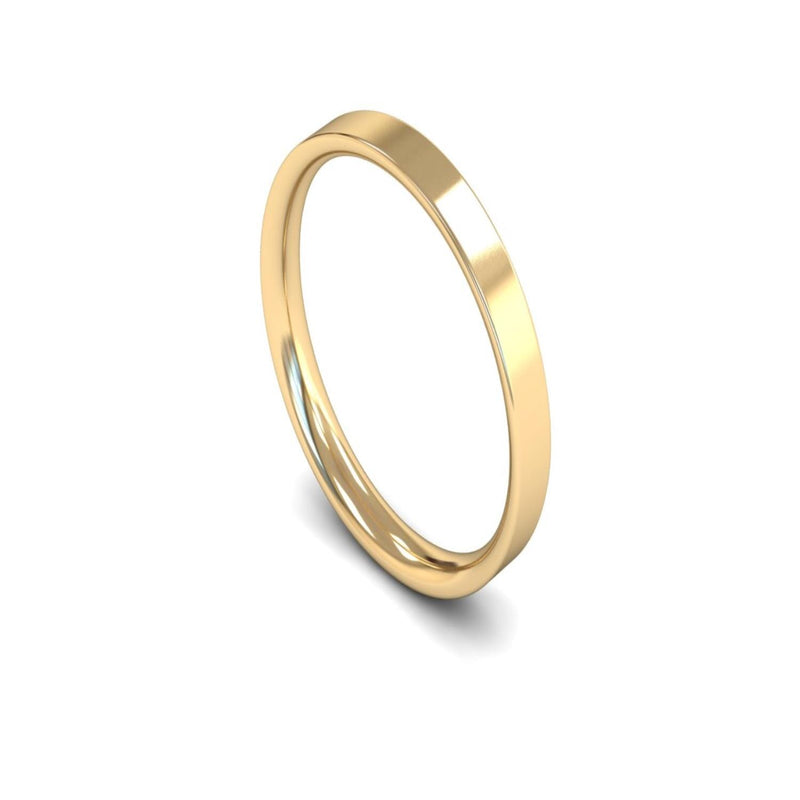9ct Yellow Gold Flat Court Wedding Ring 2.5mm - Light Weight
