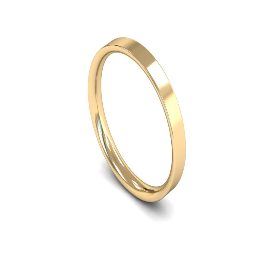 9ct Yellow Gold Flat Court Wedding Ring 2.5mm - Light Weight