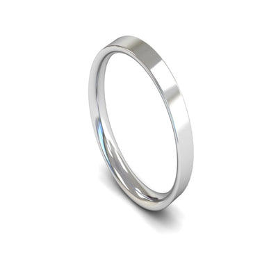 9ct White Gold Flat Court Wedding Ring 3mm - Light Weight