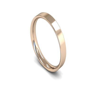 9ct Rose Gold Flat Court Wedding Ring 3mm - Light Weight