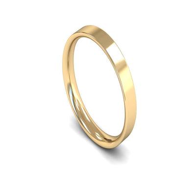 9ct Yellow Gold Flat Court Wedding Ring 3mm - Light Weight