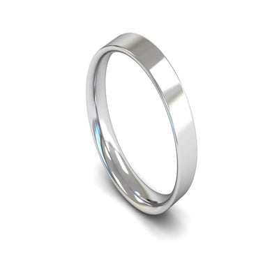 9ct White Gold Flat Court Wedding Ring 4mm - Light Weight