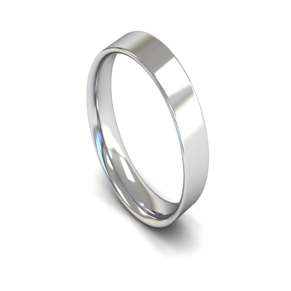 14ct White Gold Flat Court Wedding Ring 5mm - Light Weight