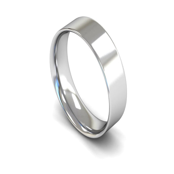 18ct White Gold Flat Court Wedding Ring 6mm - Light Weight