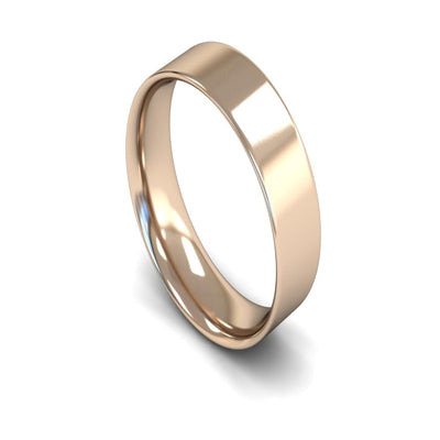 9ct Rose Gold Flat Court Wedding Ring 6mm - Light Weight