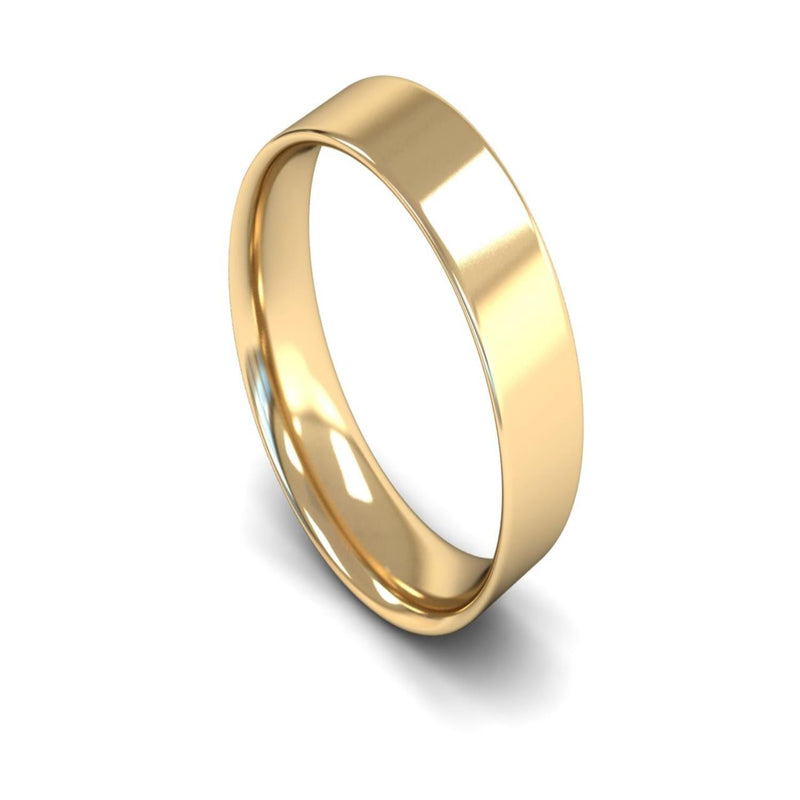 14ct Yellow Gold Flat Court Wedding Ring 6mm - Light Weight