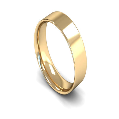 9ct Yellow Gold Flat Court Wedding Ring 6mm - Light Weight