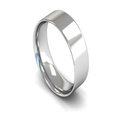 9ct White Gold Flat Court Wedding Ring 7mm - Light Weight