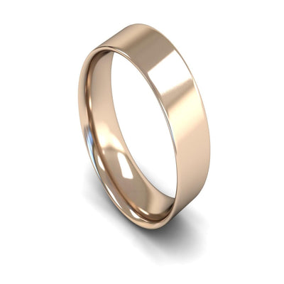 9ct Rose Gold Flat Court Wedding Ring 7mm - Light Weight