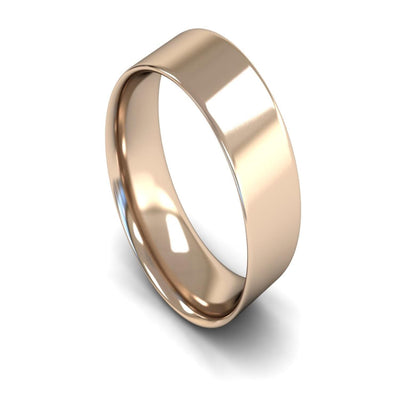 9ct Rose Gold Flat Court Wedding Ring 8mm - Light Weight