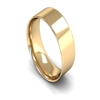 14ct Yellow Gold Flat Court Wedding Ring 8mm - Light Weight