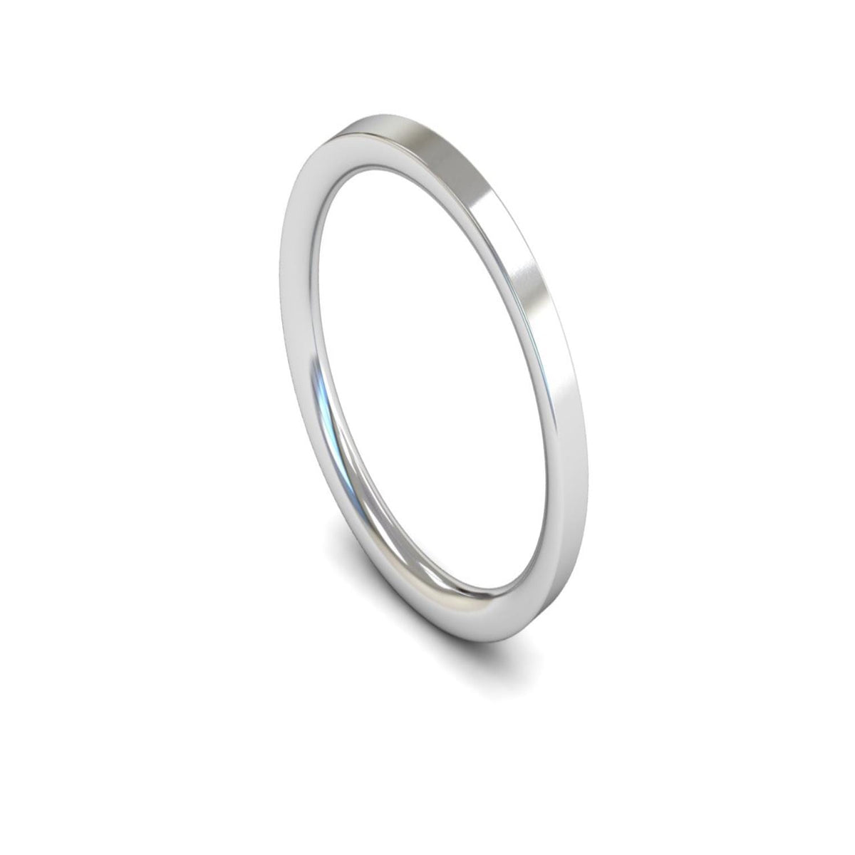 Platinum Flat Court Wedding Ring 2mm - Medium Weight
