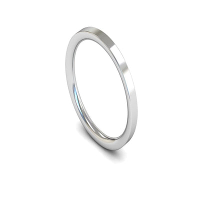 14ct White Gold Flat Court Wedding Ring 2mm - Medium Weight