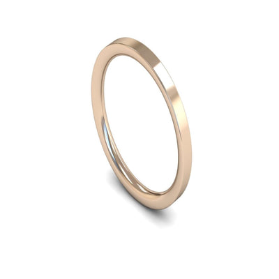 9ct Rose Gold Flat Court Wedding Ring 2mm - Medium Weight