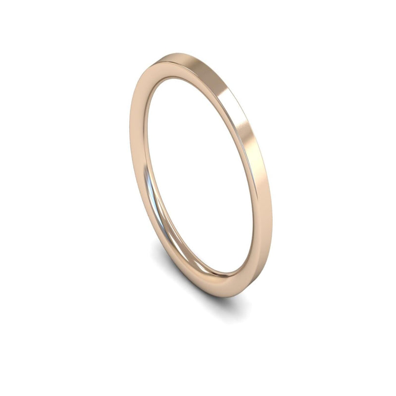 9ct Rose Gold Flat Court Wedding Ring 2mm - Medium Weight